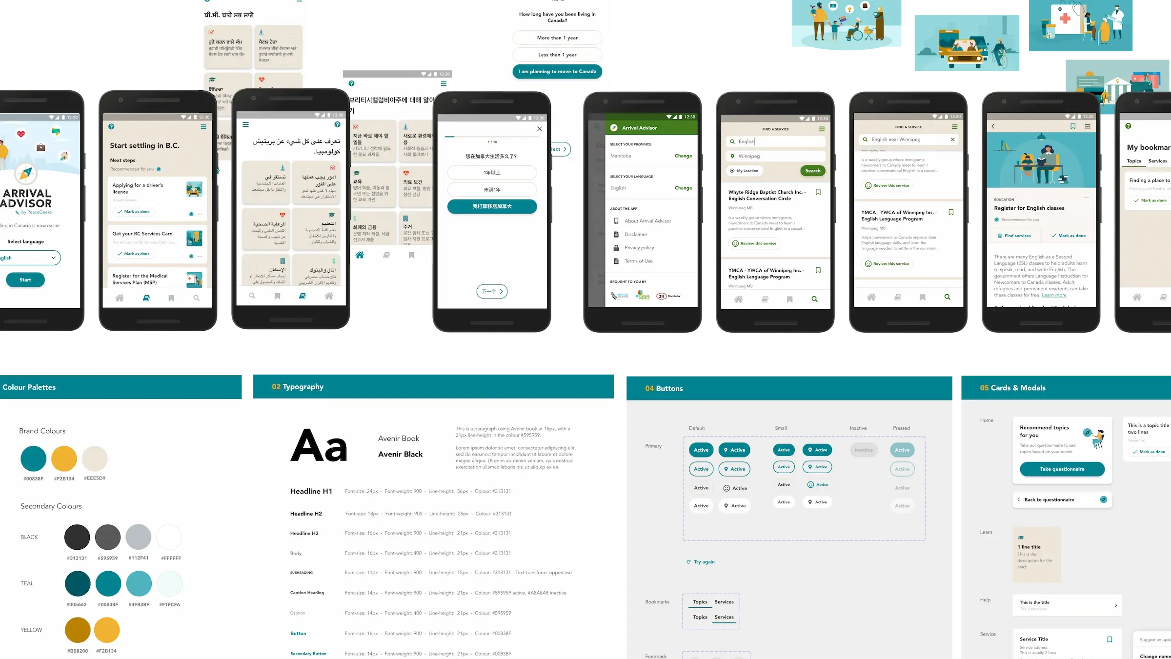 Arrival Advisor screens and design system