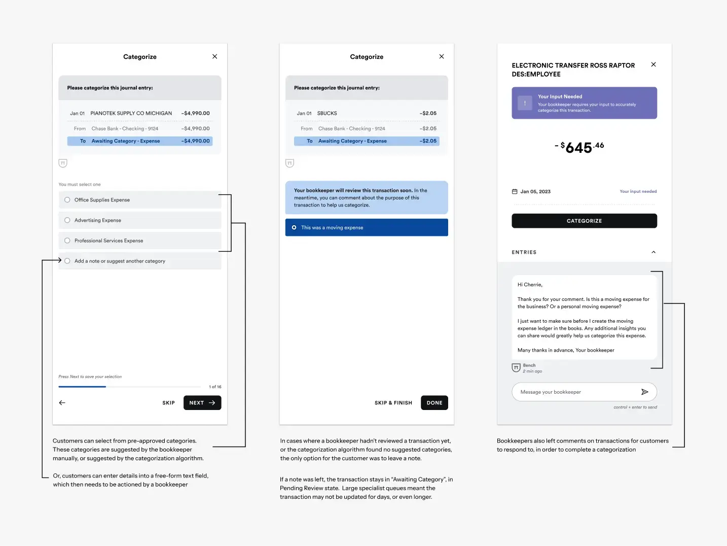 Categorization flow before the Categorization Assistant