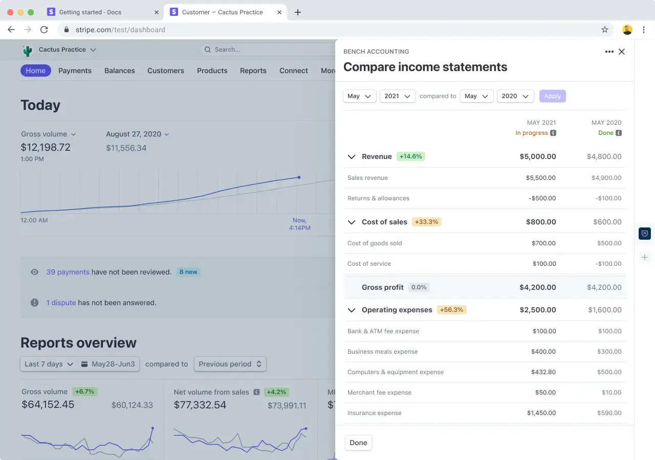 Screenshot of Bench App for Stripe