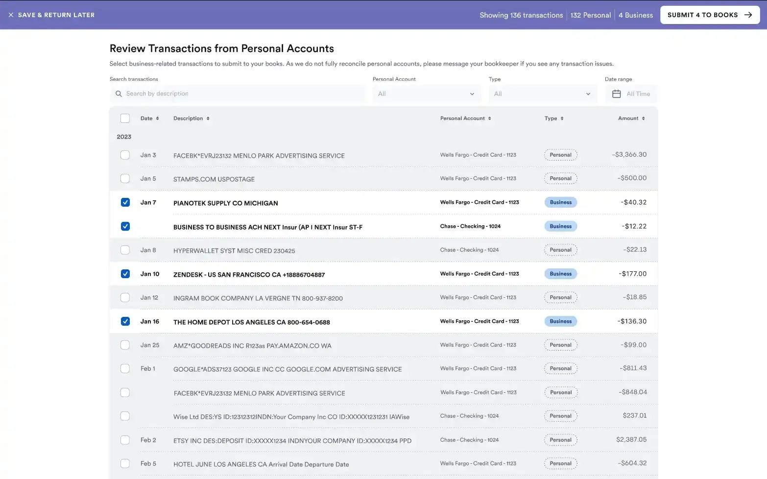Personal Business feature
