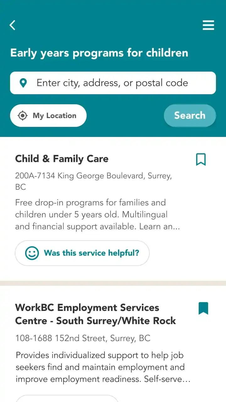 Screenshot of Arrival Advisor find services feature