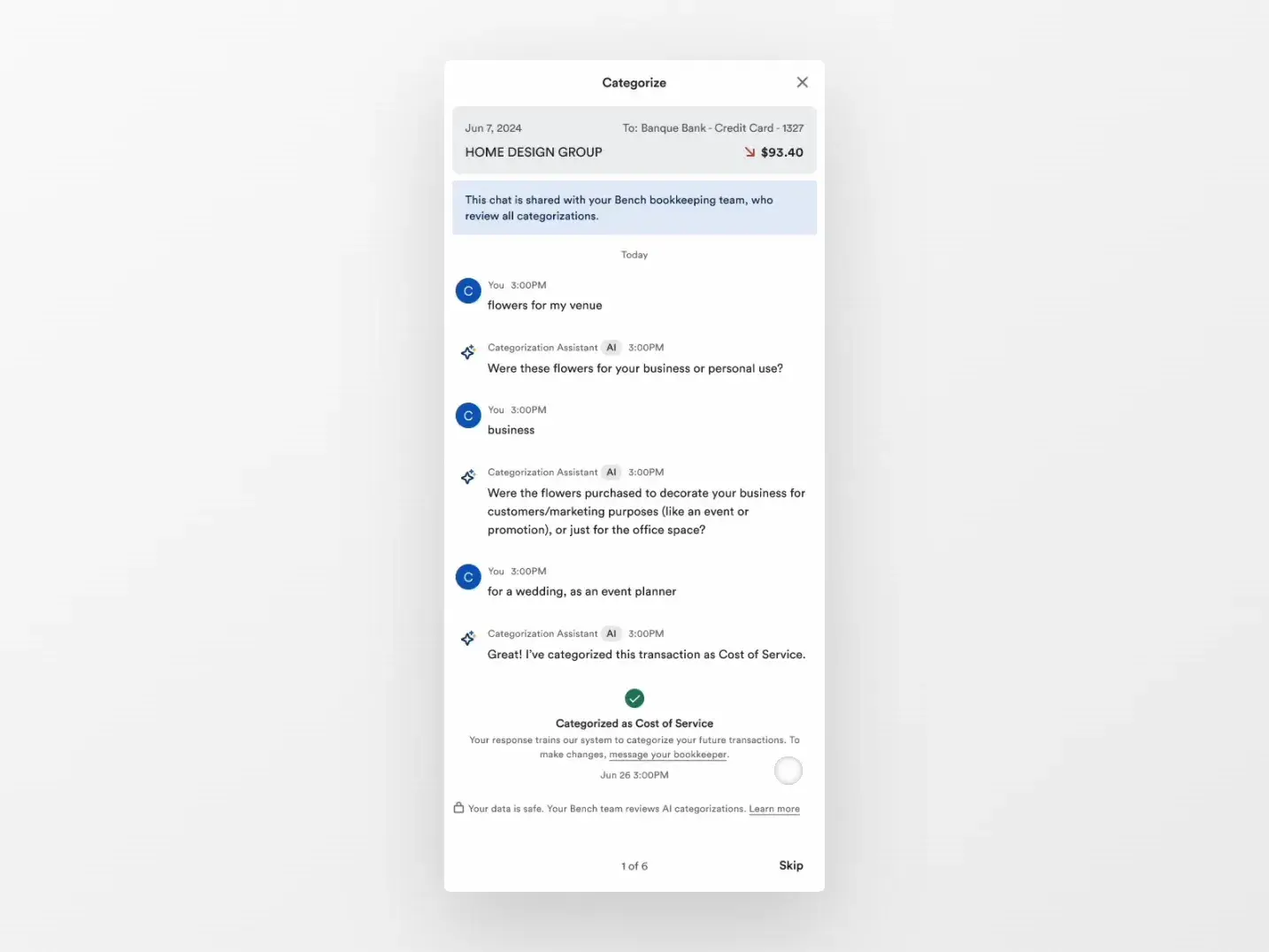 Categorization Assistant flow