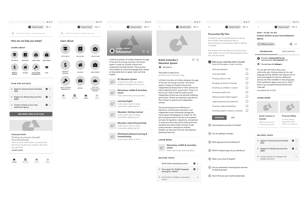 Mid-fi wireframes