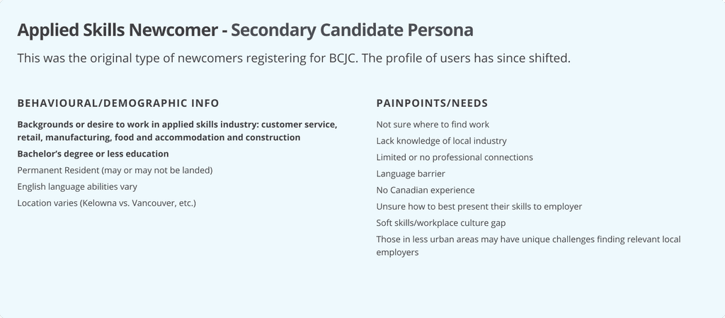 Applied Skills Newcomer - Secondary Candidate Persona